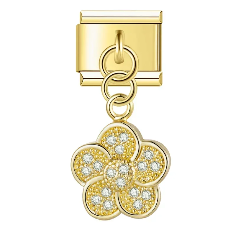Gold Crystal Symbol Dangle Italian Charms - Image 7