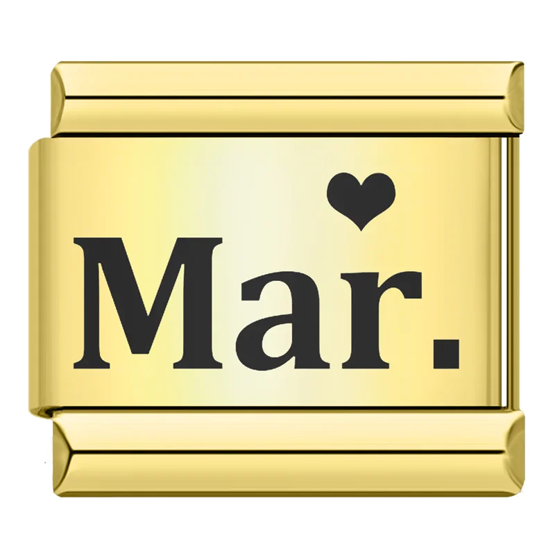 Gold Month Name Heart Italian Charm - Image 10