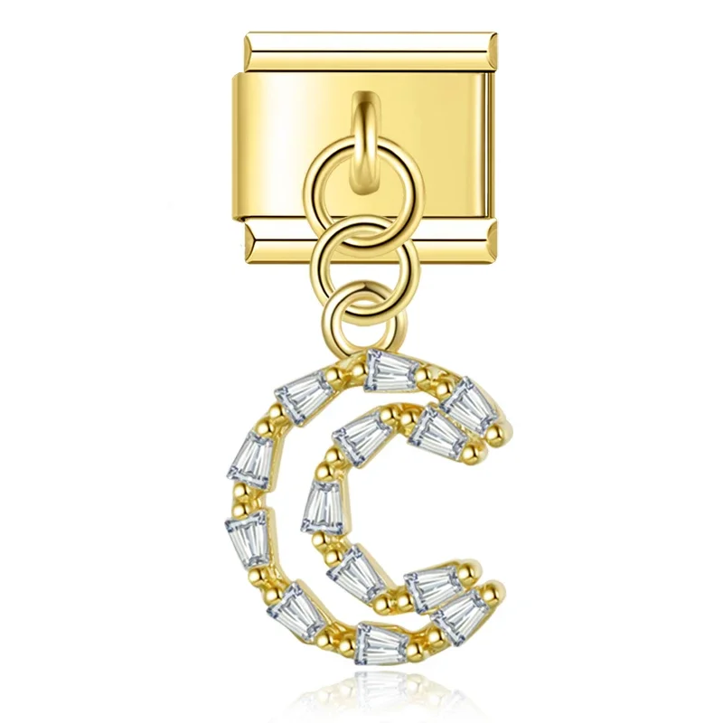 Gold Crystal Dangle Italian Charms - Image 12