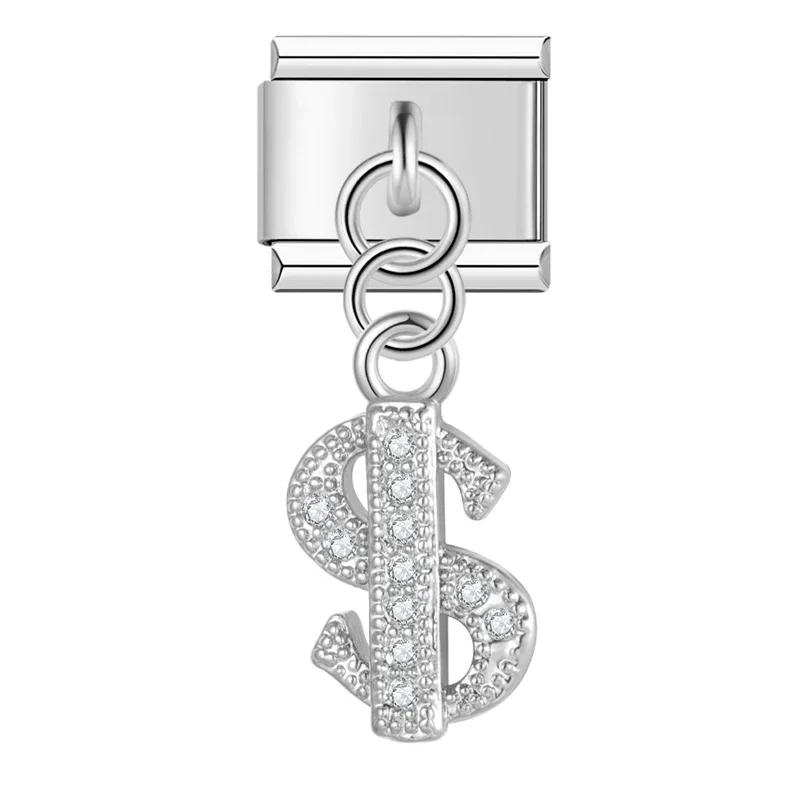 Silver Crystal Symbol Dangle Italian Charms - Image 20