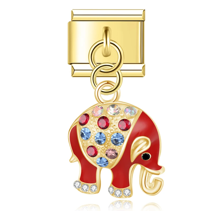 Cherry, Elephant and Tulip Dangle Italian Charms - Image 7