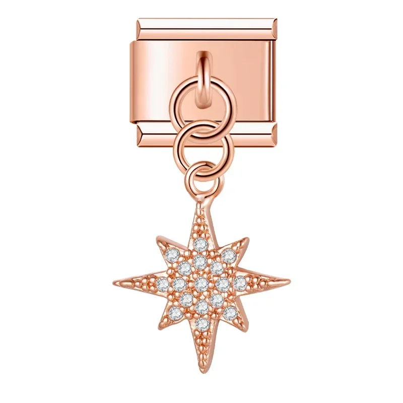 Rose Gold Crystal Symbol Dangle Italian Charms - Image 19