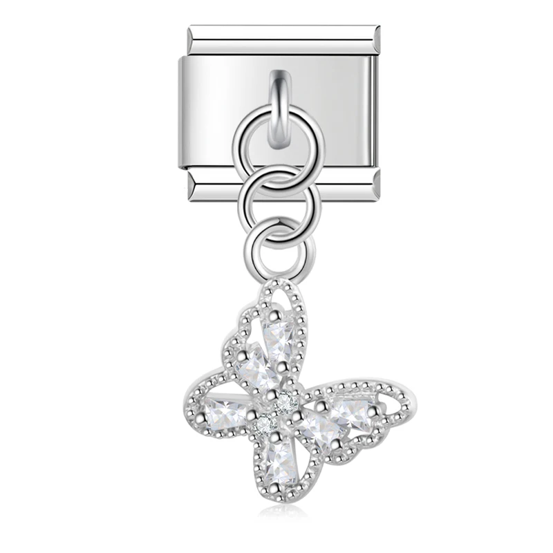 Crystal Butterfly and Turtle Dangle Italian Charms - Image 7