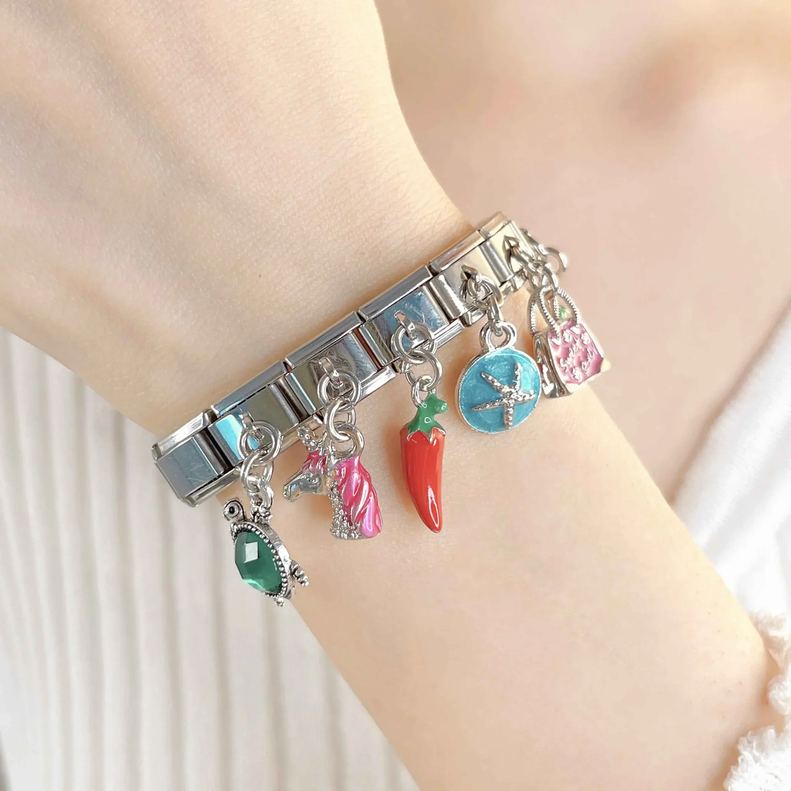 Chilli, Unicorn and Turtle Dangle Italian Charms - Image 2