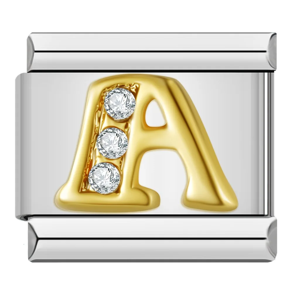 Gold Crystal Letter Italian Charms A to Z - Image 5