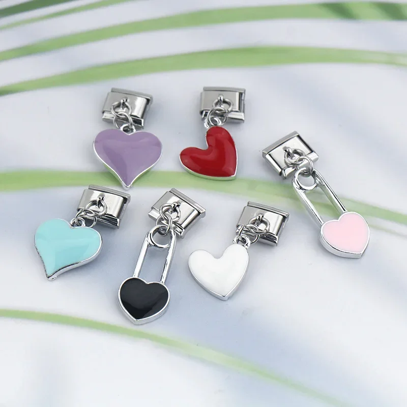 Enamel Heart Dangle Italian Charms - Image 2