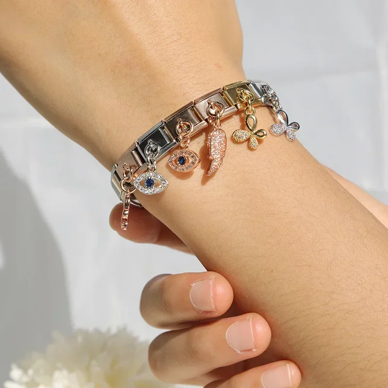 Evil Eye, Butterfly and Moon Dangle Italian Charms - Image 3