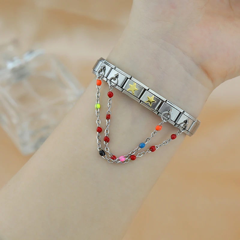 Colour Bead Safety Chain Italian Charms - Image 2