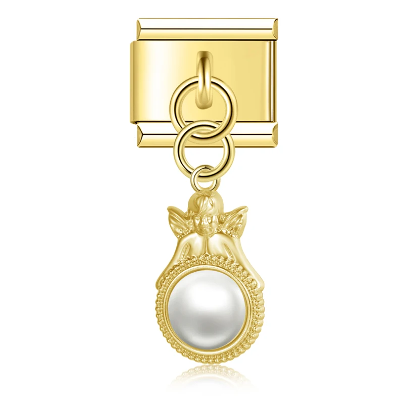 Pearl, Heart and Bow Dangle Italian Charms - Image 10
