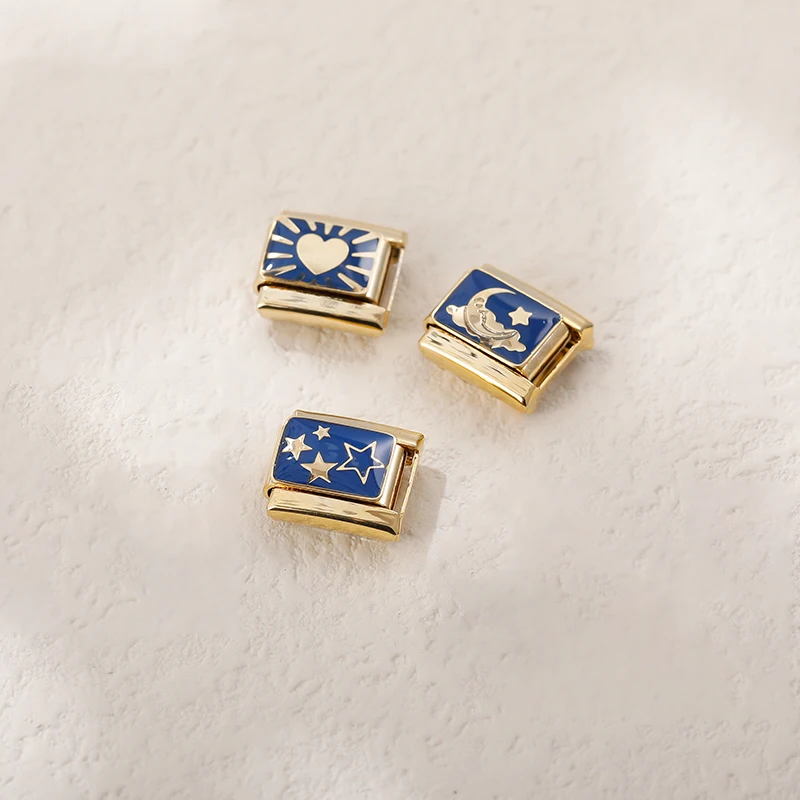 Heart, Moon and Star Gold Italian Charms