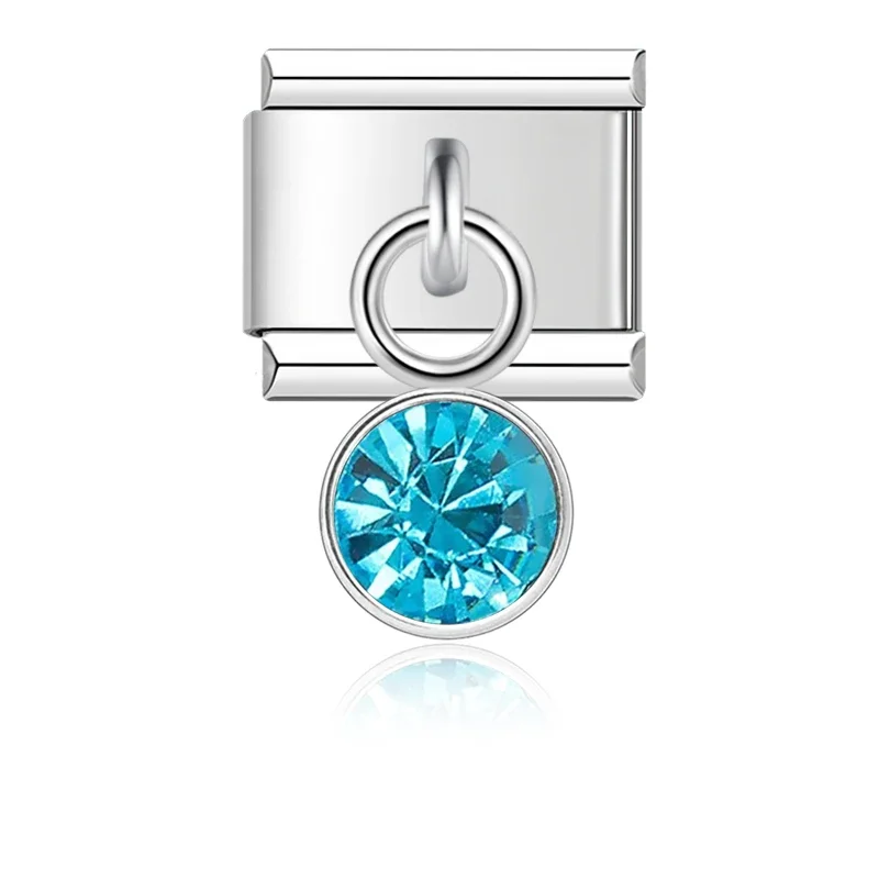 Silver Birthstone Crystal Dangle Italian Charm - Image 12