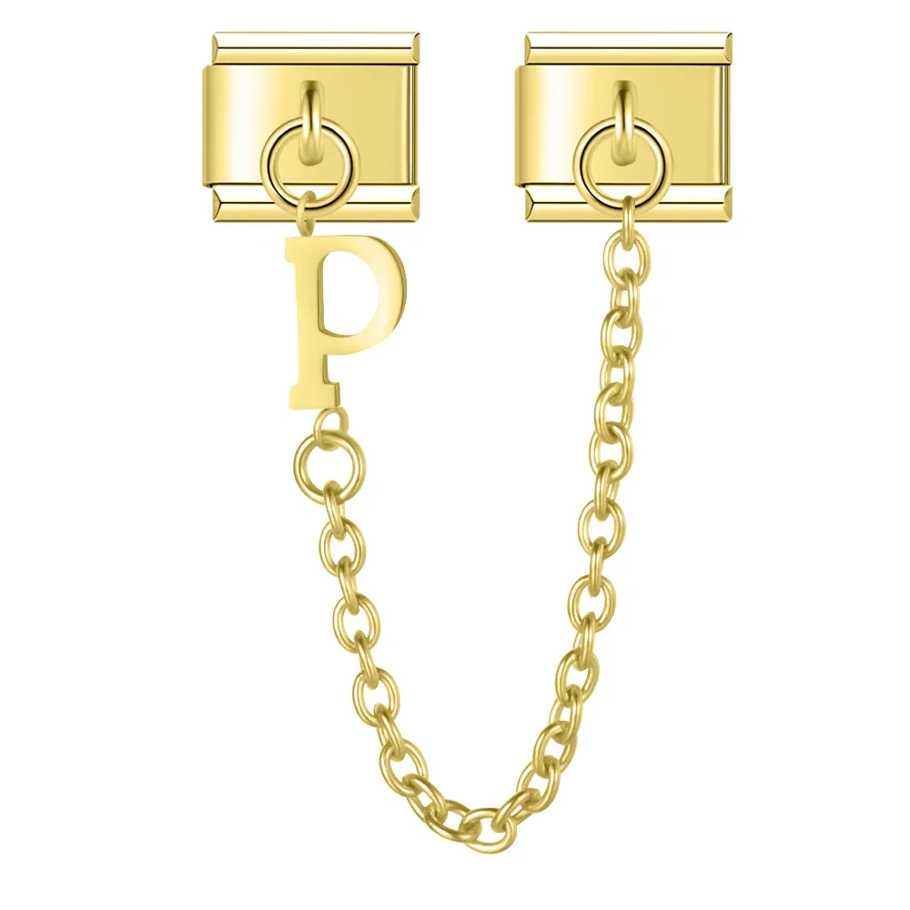 Gold Initial Safety Chain Italian Charms - Image 18