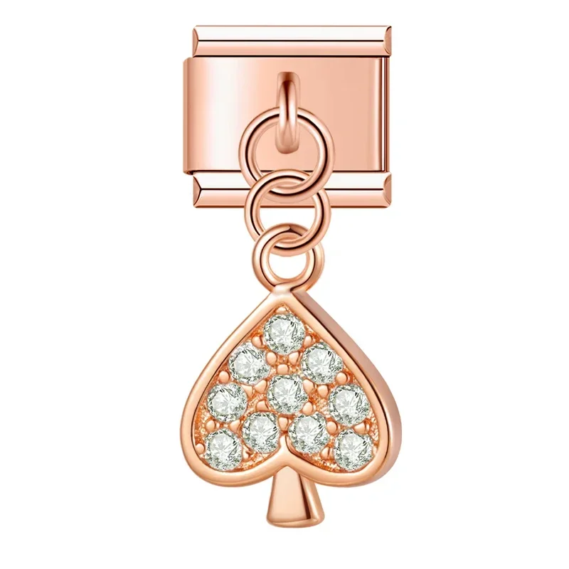 Rose Gold Crystal Symbol Dangle Italian Charms - Image 18