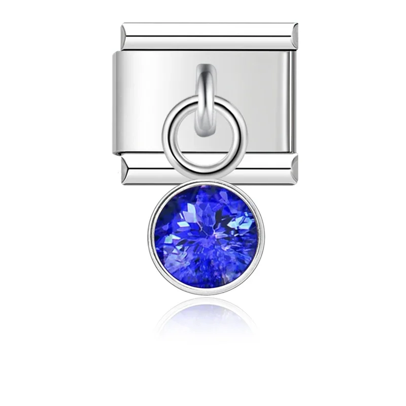 Silver Birthstone Crystal Dangle Italian Charm - Image 16