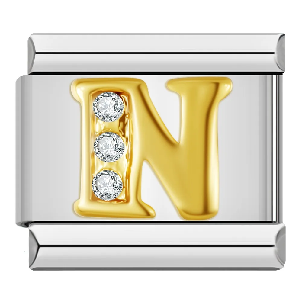 Gold Crystal Letter Italian Charms A to Z - Image 19