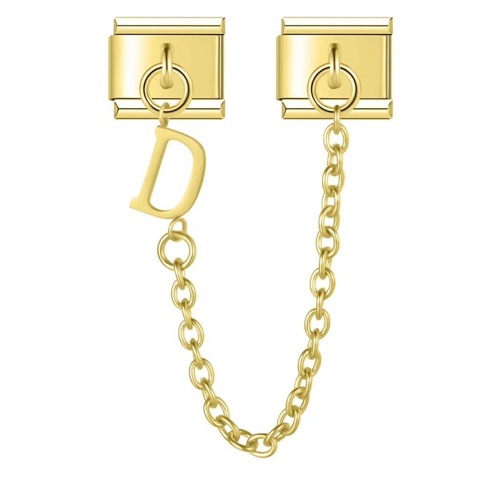 Gold Initial Safety Chain Italian Charms - Image 6