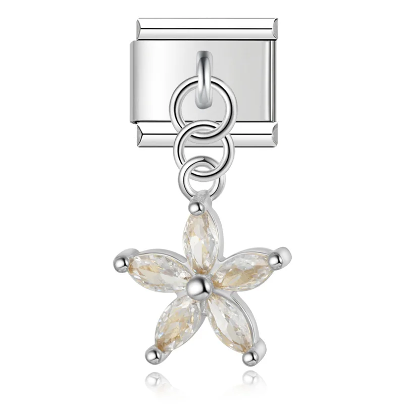 Crystal Flower and Puppy Dangle Italian Charms - Image 7
