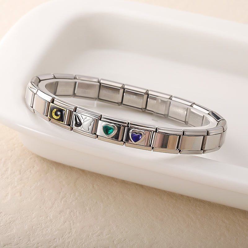 Charm bracelet with birthstone links