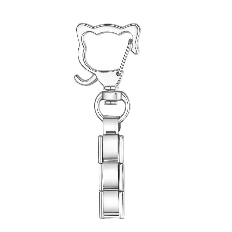 cat charm keychain silver