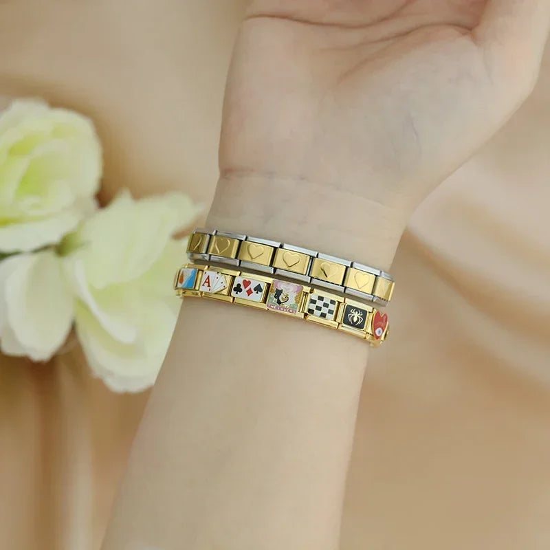 Charm bracelet starter set on the wrist