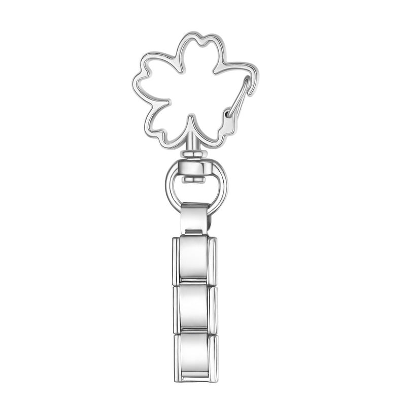 clover charm keychain silver
