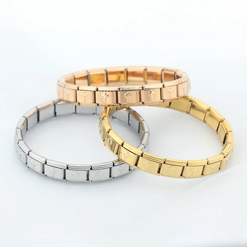 Silver, gold and rose gold charm bracelets