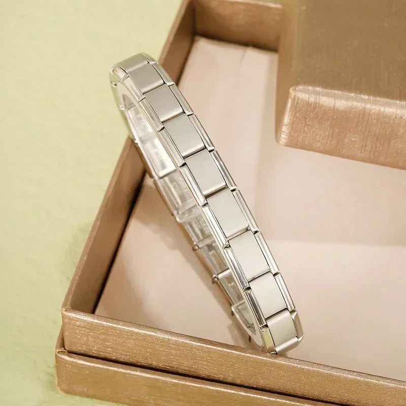 Silver Italian charm bracelet in its box